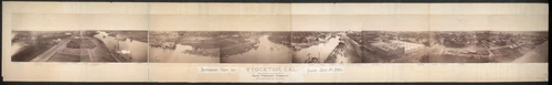Panoramic view of Stockton, Cal., taken July 4th, 1895 from roof of Golden Gate and Union Mills